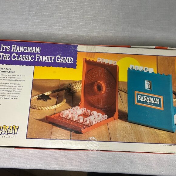 VINTAGE Hangman Board Game 1988 Milton Bradley COMPLETE GAME BOX IN GREAT SHAPE - Picture 2 of 4